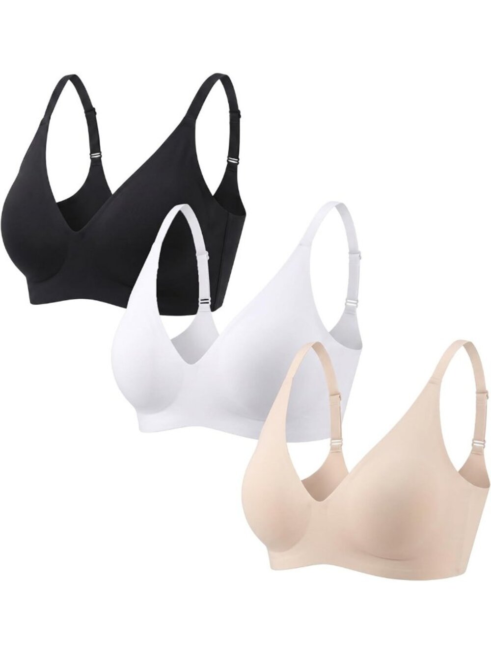 Seamless Wireless Push-Up Bra - Deep V, Supportive, No Underwire, Jelly Comfort